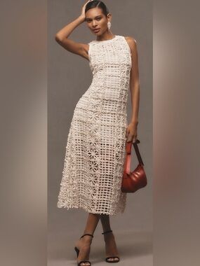 Endless Rose Crochet Midi Dress in Cream